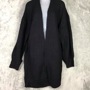 Lulus Women’s Black Open Front Chunky Knit Oversized Cardigan Sweater Sz M NWOT